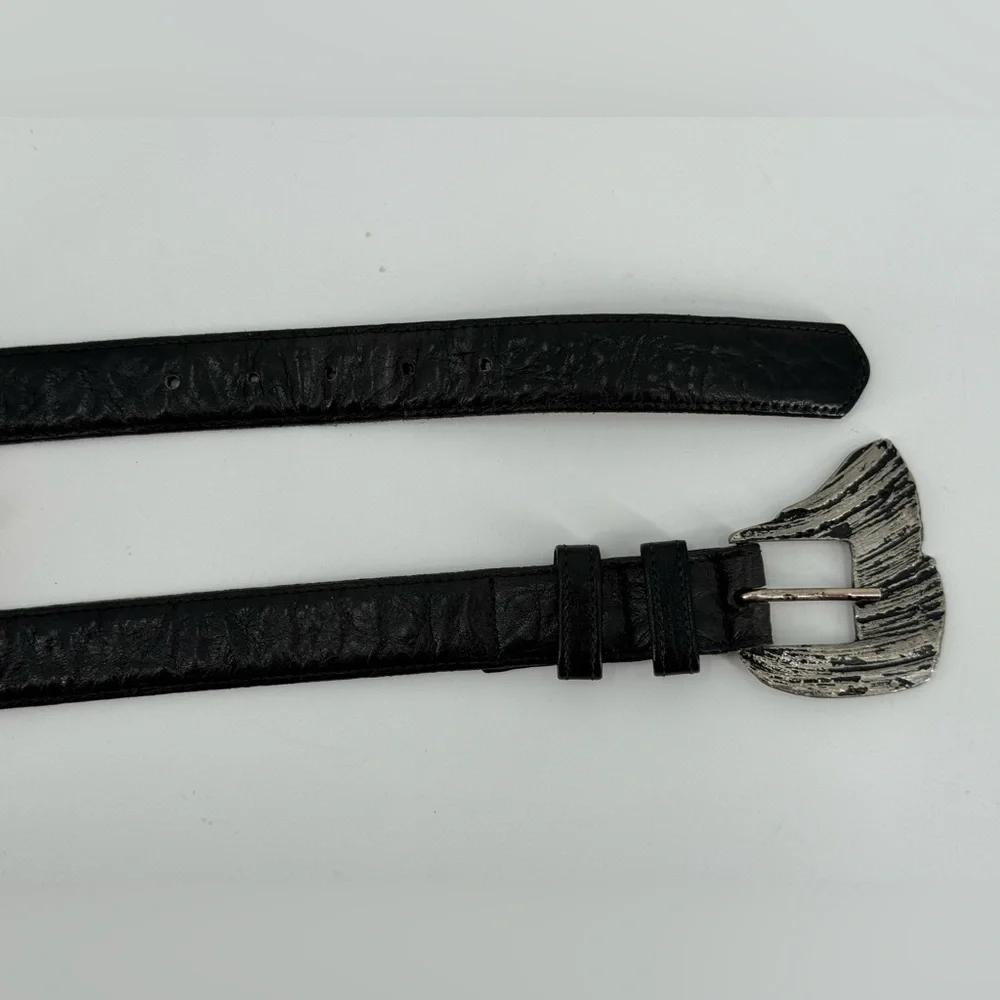 Vintage Morris‎ Moskowitz Black Leather Belt 80s 90s